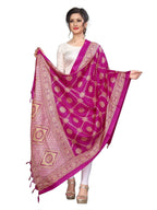 Vamika Fashion Pink Printed Khadi Bhagalpuri Dupatta | Grocsy
