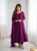 Joban Fashion Wine Kurta Set Georgette Sequence Embroidery Work | Grocsy