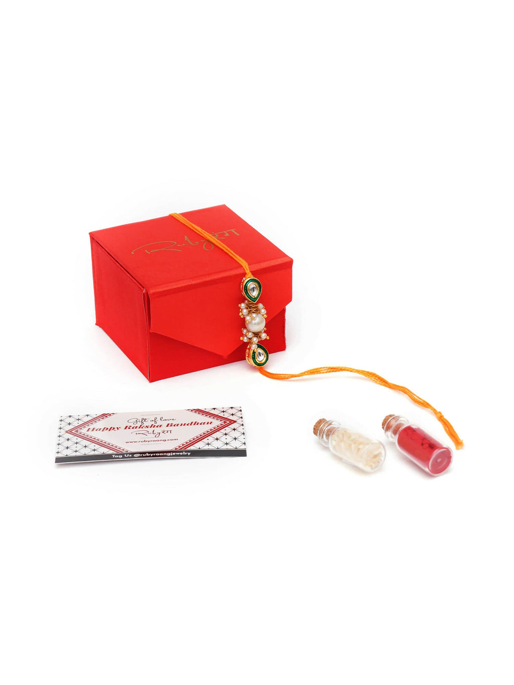 Designer kundan Rakhi - Ruby Raang | Grocsy