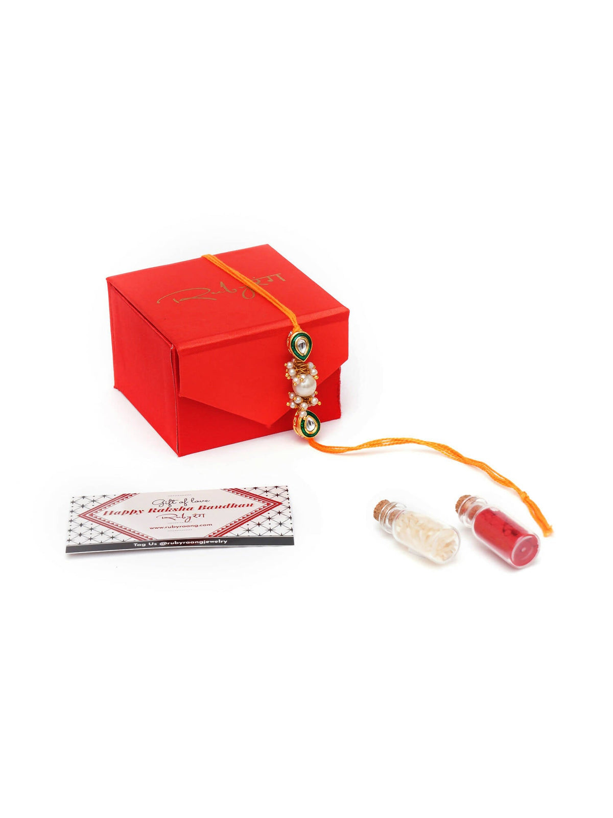 Designer kundan Rakhi - Ruby Raang | Grocsy