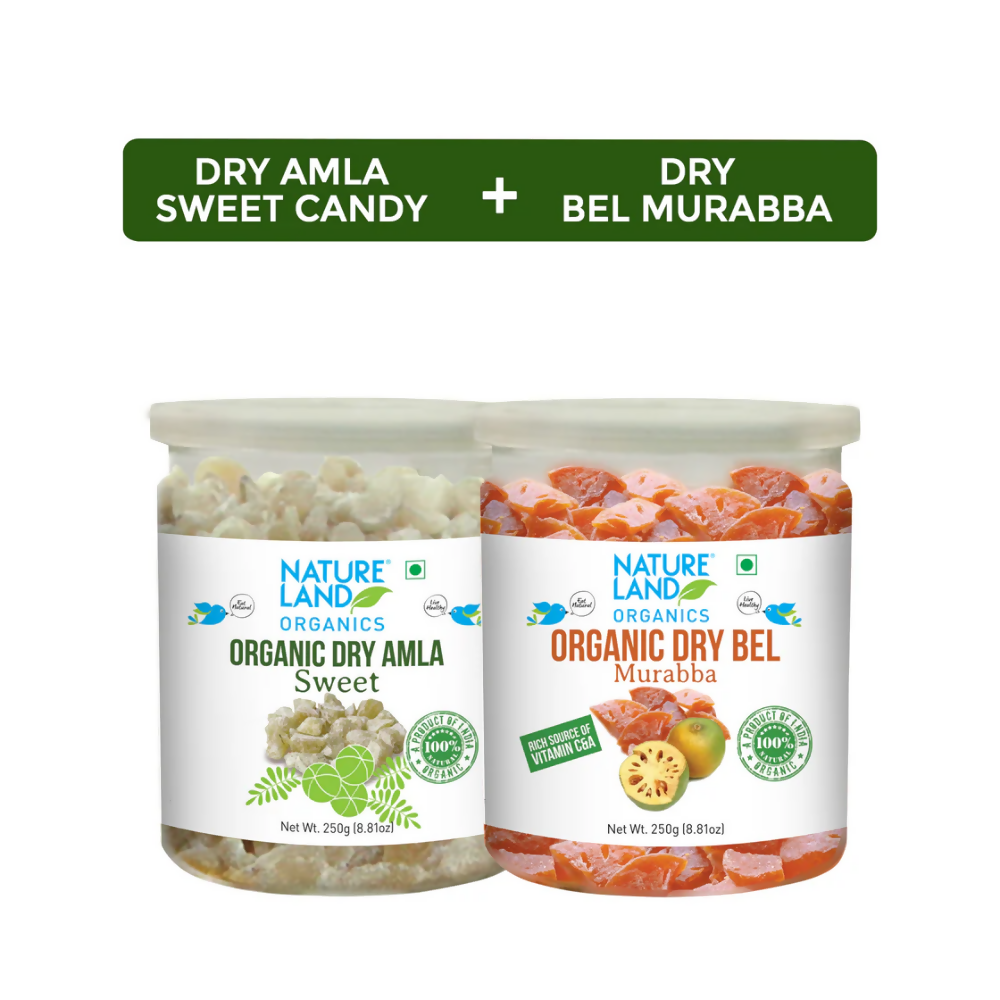 Nature Land Organics Dry Amla sweet+Dry Bel Murabba Candy | Grocsy