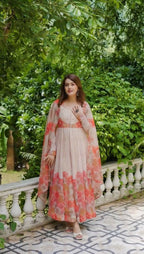 Teeya Creation Multi Color Organza Silk With Digital print With Embroidery Gown | Grocsy