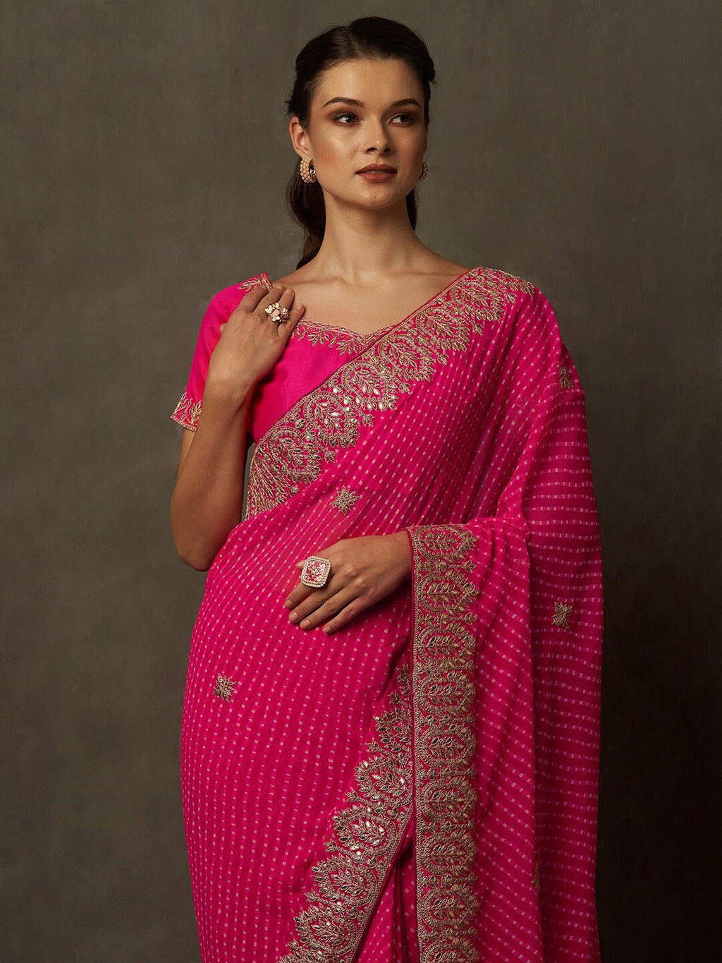Saree Mall Bandhani Embroidered Pure Georgette Bandhani Sarees | Grocsy