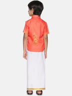 Sethukrishna Boys Orange & White Printed Shirt | Grocsy