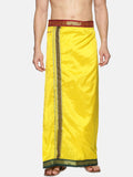 Sethukrishna Men Yellow & Green Solid Readymade Veshti Dhoti | Grocsy