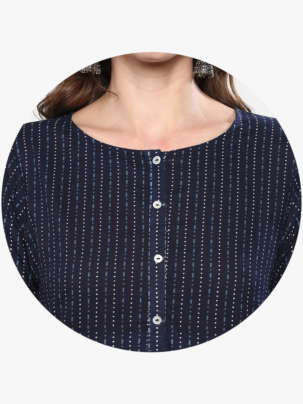 Sangria Women Navy Blue Printed Straight Kurta | Grocsy