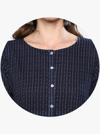 Sangria Women Navy Blue Printed Straight Kurta | Grocsy