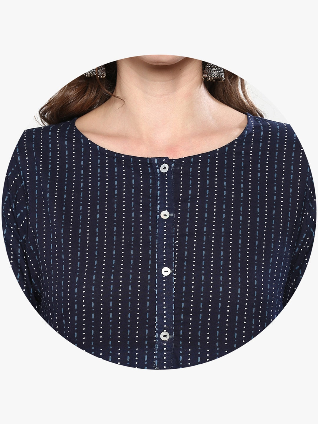 Sangria Women Navy Blue Printed Straight Kurta | Grocsy