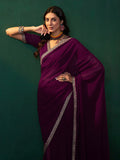 Sangria Embroidered Bordered Sarees | Grocsy