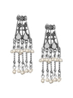 Cardinal Silver-Toned Mirror Studded & Beaded Oxidised Choker Jewellery Set | Grocsy
