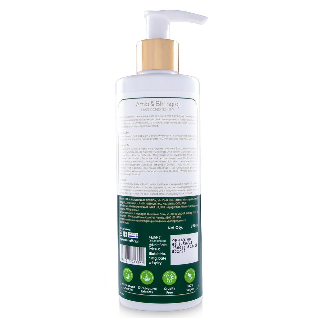 VI-JOHN Prakritik Amla & Bhringraj Conditioner, Vitamin C for deep-rooted care,100% Bio Actives | Grocsy