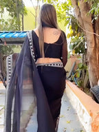 Sangria Embroidered Pure Georgette Saree | Grocsy