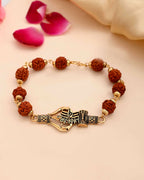 VOJ Gold-Polished Rudraksh Mahakal Bracelet | Grocsy