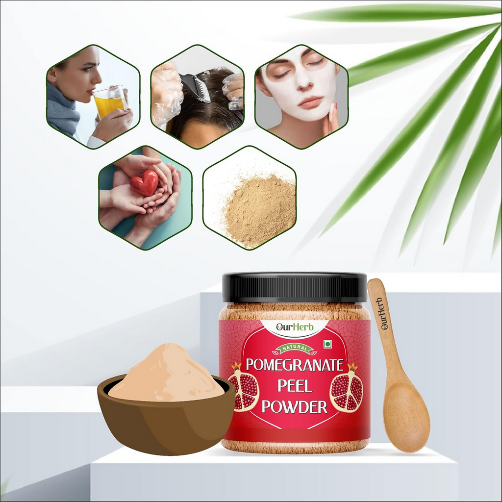 OurHerb Natural & Organic Pomegranate Peel Powder For Skin Care & Hair Care | Grocsy