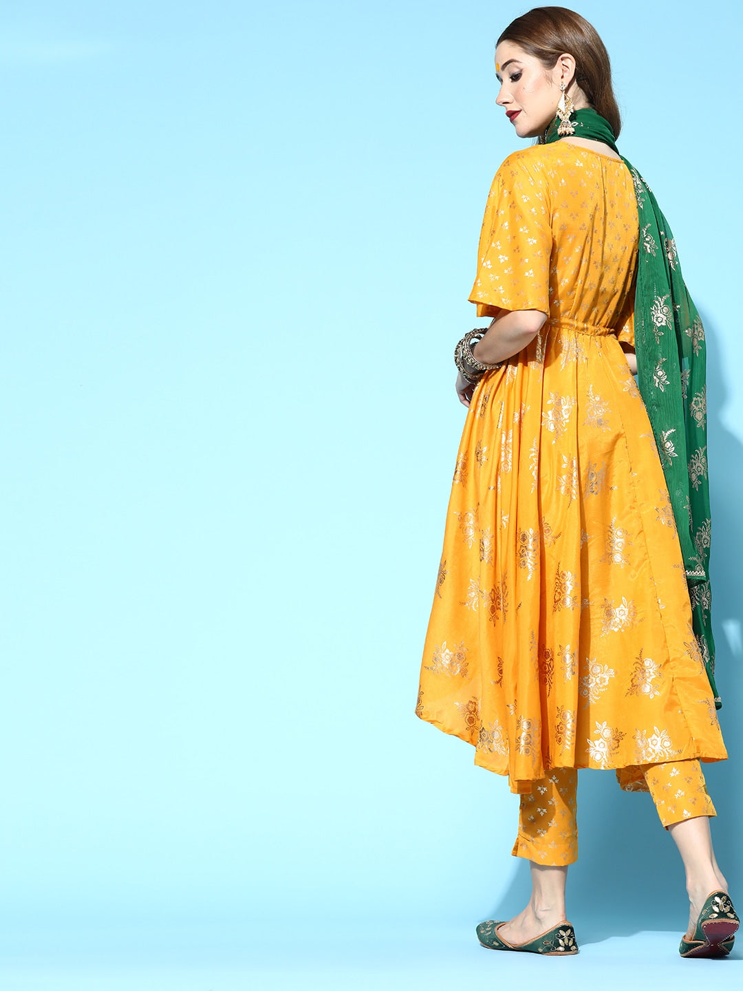 Sangria Ethnic Motifs Polyester Kurta Sets | Grocsy