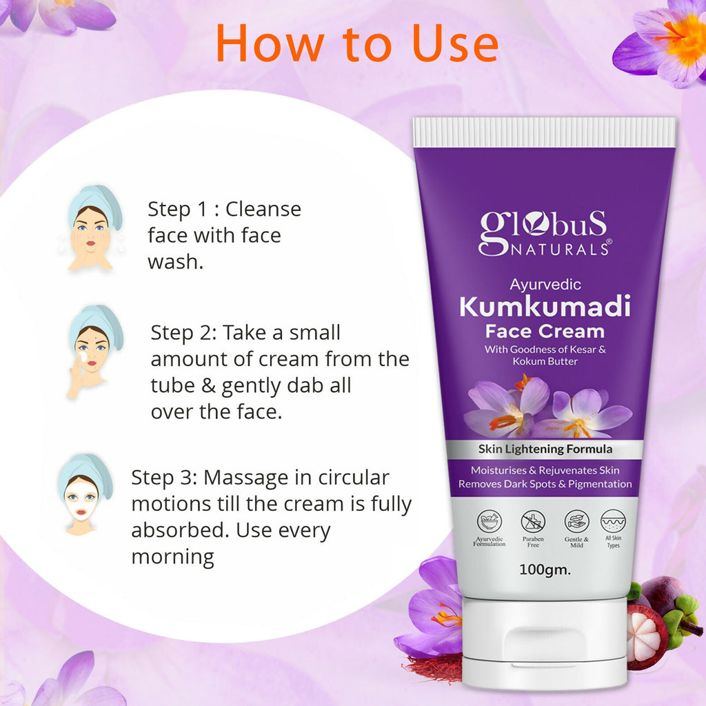 Globus Naturals Ayurvedic Kumkumadi Skin Lightening Face Cream | Grocsy