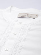House of Pataudi Men Pure Cotton Solid Chikankari Jashn Short Kurta | Grocsy