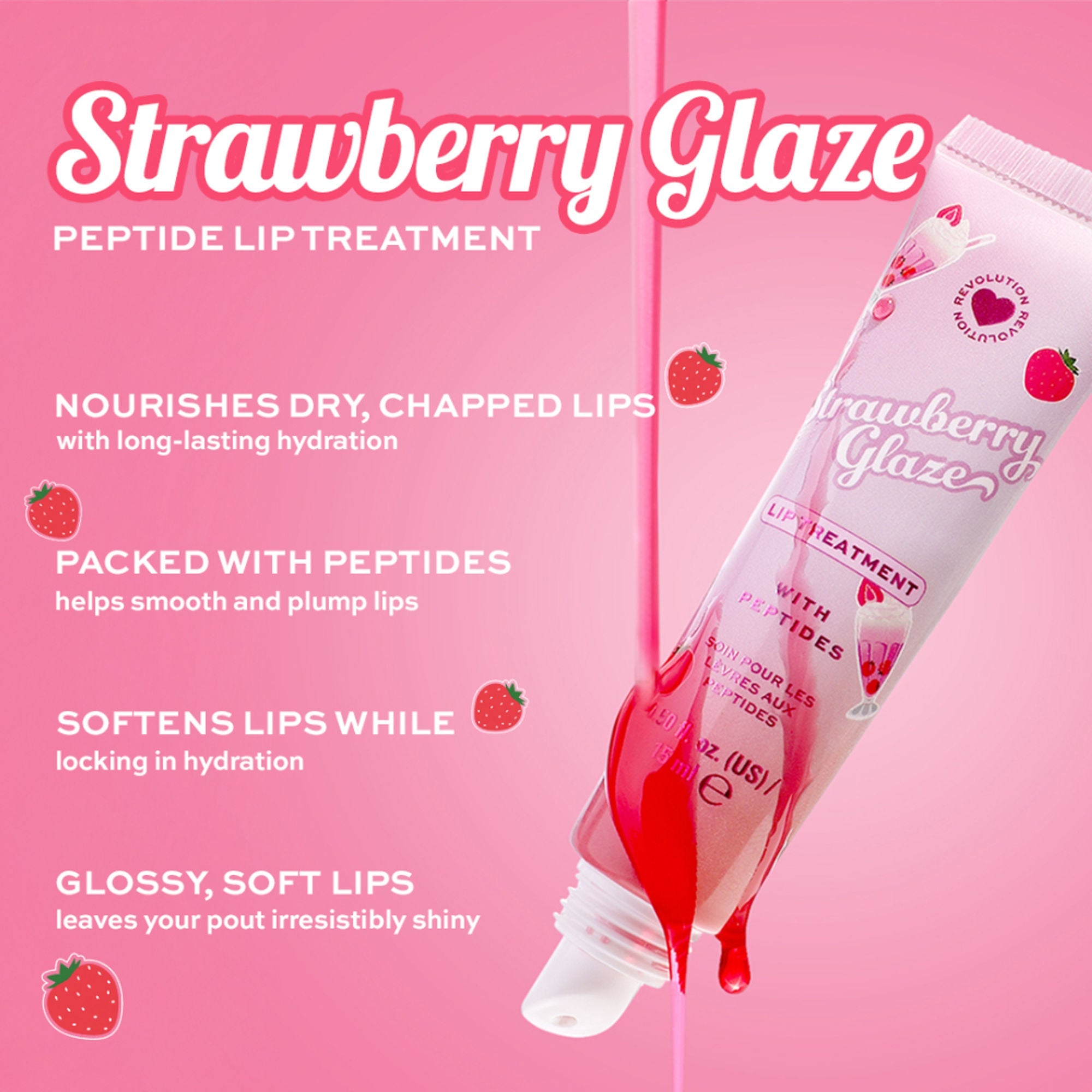 Makeup Revolution Strawberry Glaze Peptide Lip Treatment | Grocsy