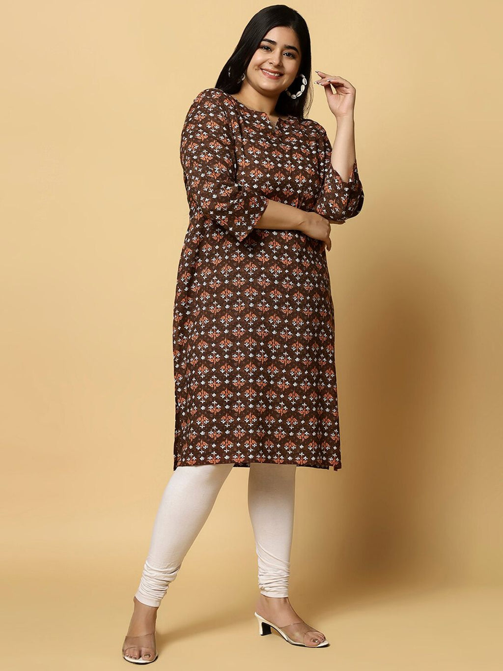Sztori Plus Size Ethnic Motifs Printed Pure Cotton Kurta | Grocsy