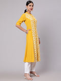 Aks Ethnic Motifs Embroidered Thread Work A-Line Kurta | Grocsy