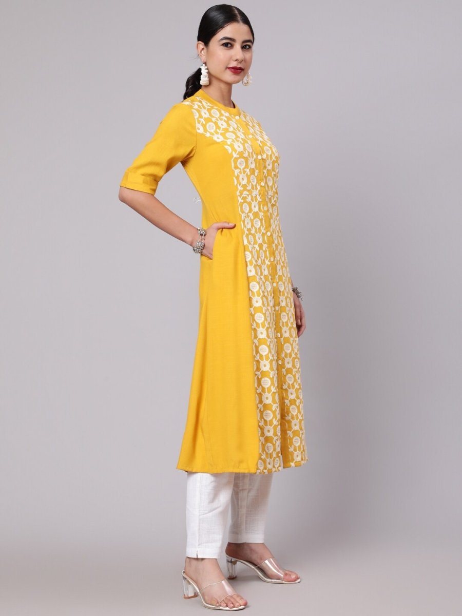Aks Ethnic Motifs Embroidered Thread Work A-Line Kurta | Grocsy