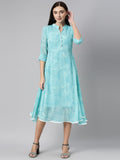 Souchii Women Floral Chiffon A-Line Midi Dress | Grocsy