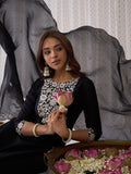 Indo Era Black Floral Embroidered Thread Work Kurta with Trousers & Dupatta | Grocsy