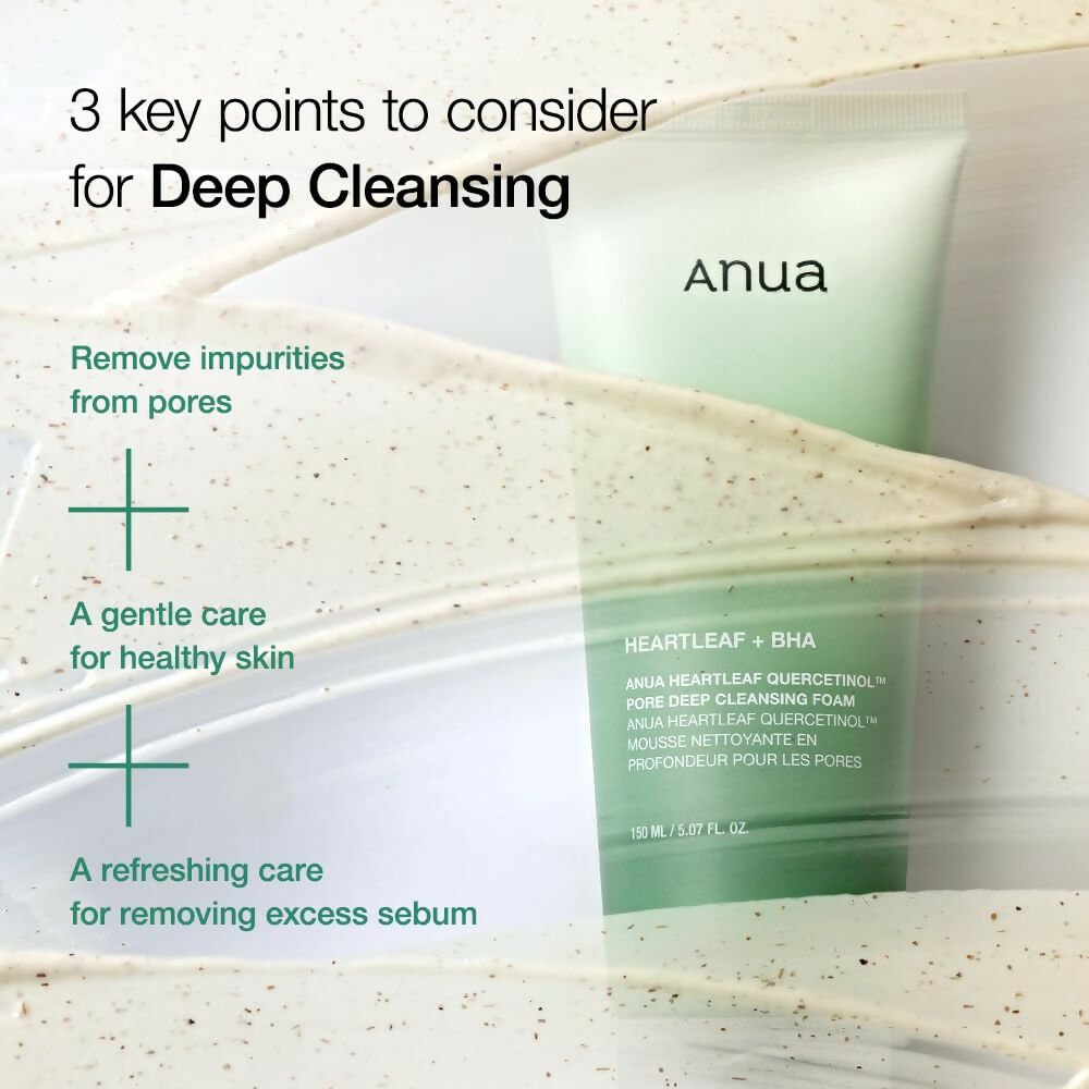 Anua Heartlef Quercetinol Pore Deep Cleansing Foam - Korean Skincare | Grocsy