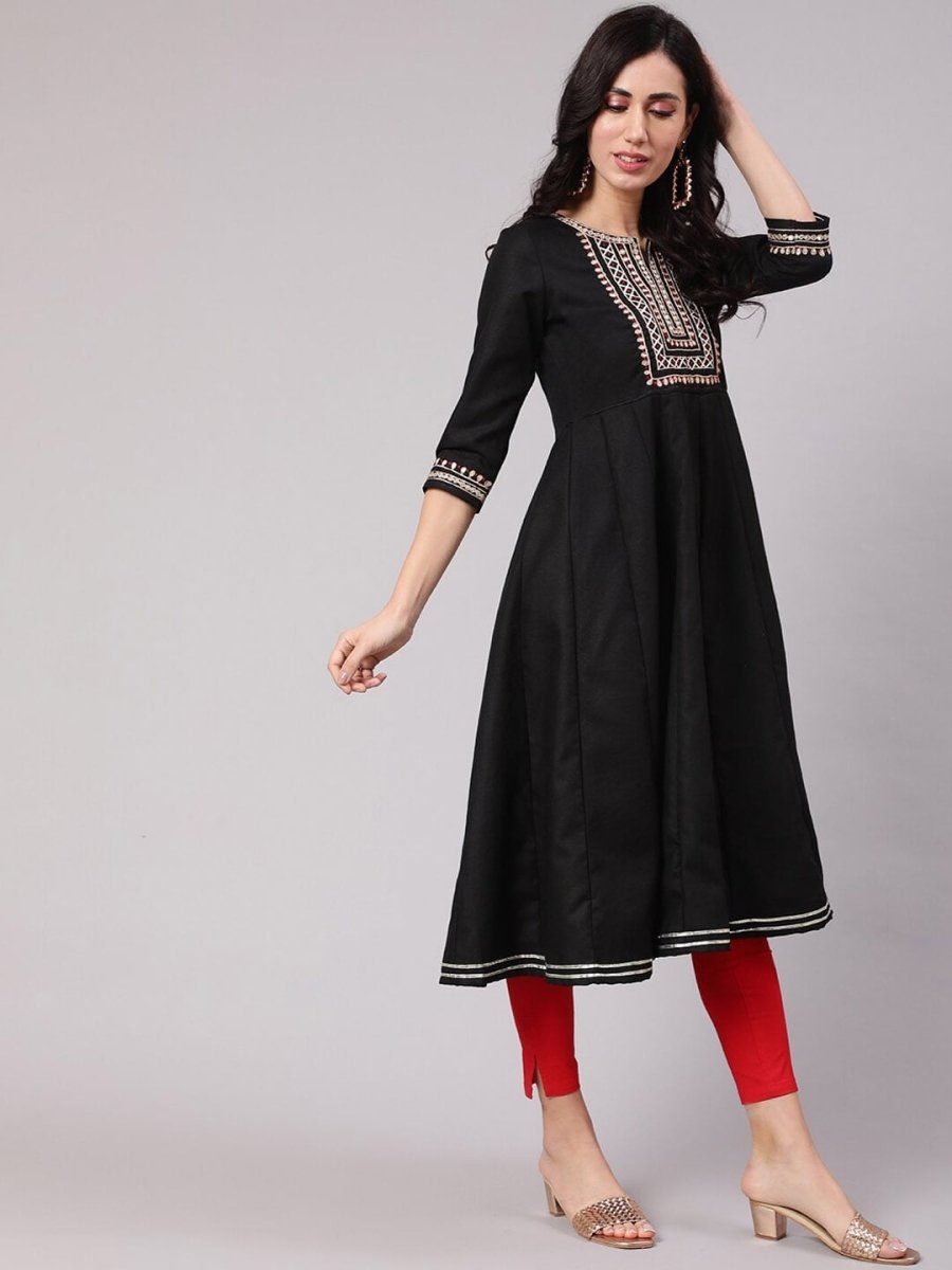 Aks Embroidered Round Neck Anarkali Kurta | Grocsy