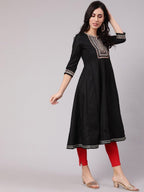 Aks Embroidered Round Neck Anarkali Kurta | Grocsy