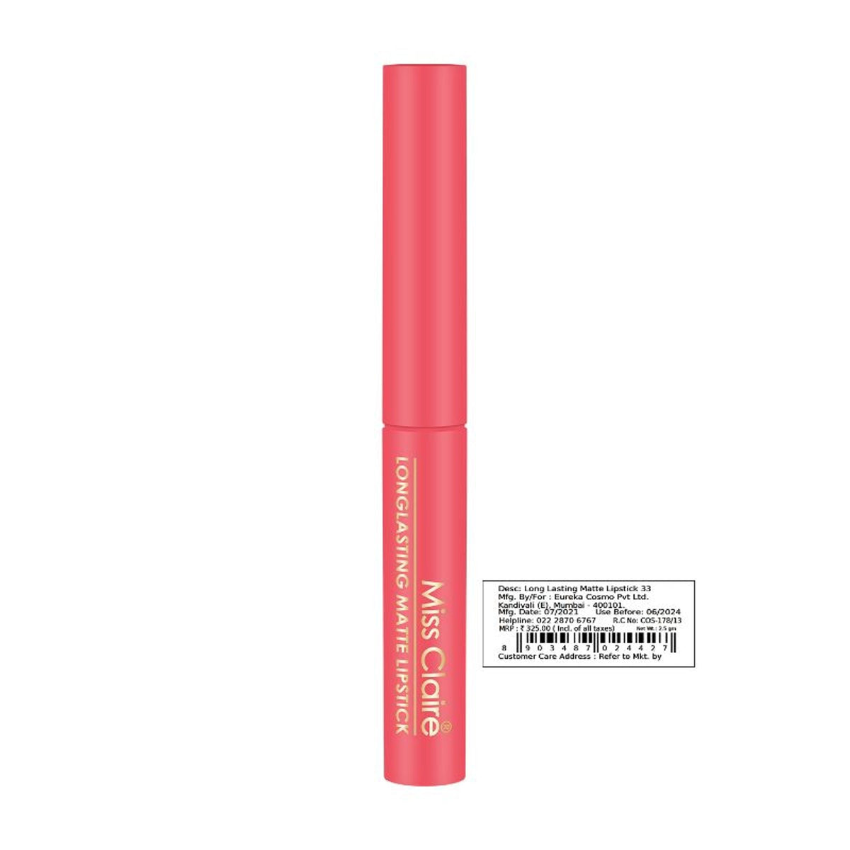 Miss Claire Long Lasting Matte Lipstick - 33 French Peach | Grocsy