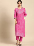 All About You Women Pink Printed Kurta with Trousers | Grocsy