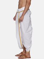 Sethukrishna Men White Solid Readymade Cotton Dhoti | Grocsy