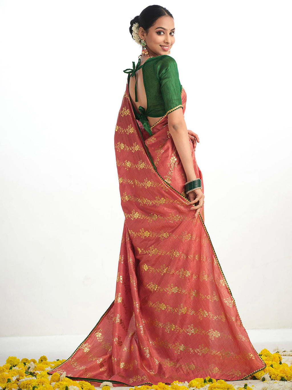 Sangria Ethnic Motifs Printed Zari Saree | Grocsy