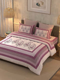 BELLA CASA Pink & White 350TC Ethnic Motifs Pure Cotton King Bedsheet with 2 Pillow Covers | Grocsy