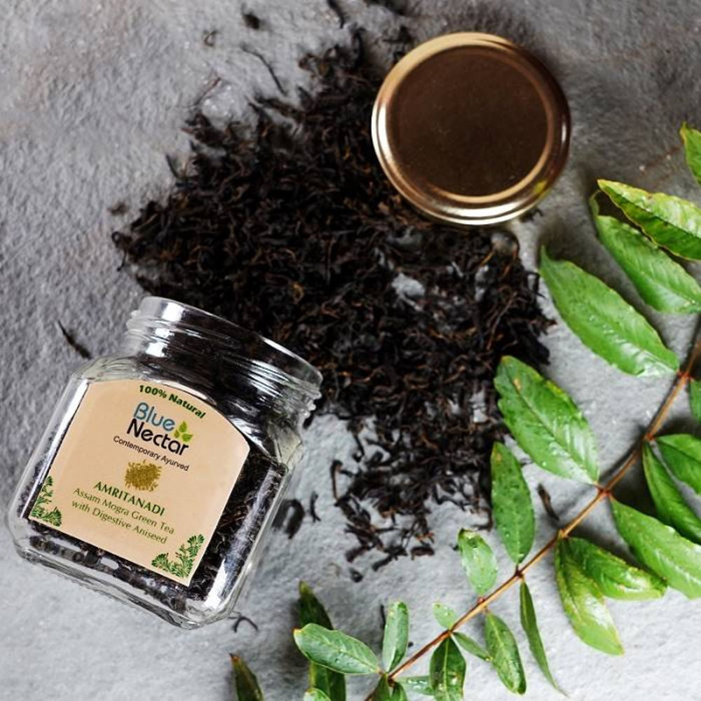 Blue Nectar Amritanadi Assam Mogra Green Tea with Digestive Aniseed | Grocsy