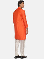 Sethukrishna Men Orange Angrakha Kurta with Churidar | Grocsy