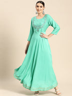 Sangria Women Ethnic Motifs Embroidered Anarkali Kurta | Grocsy