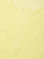 ADA Women Yellow Ethnic Motifs Embroidered Chikankari Georgette Handloom Kurta | Grocsy