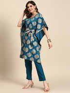 Sangria Ethnic Motifs Printed Gotta Patti Kurta with Trousers | Grocsy