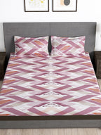 Story@home Arena Pink & White Geometric Printed 180 TC Bedsheet & Pillow Covers | Grocsy