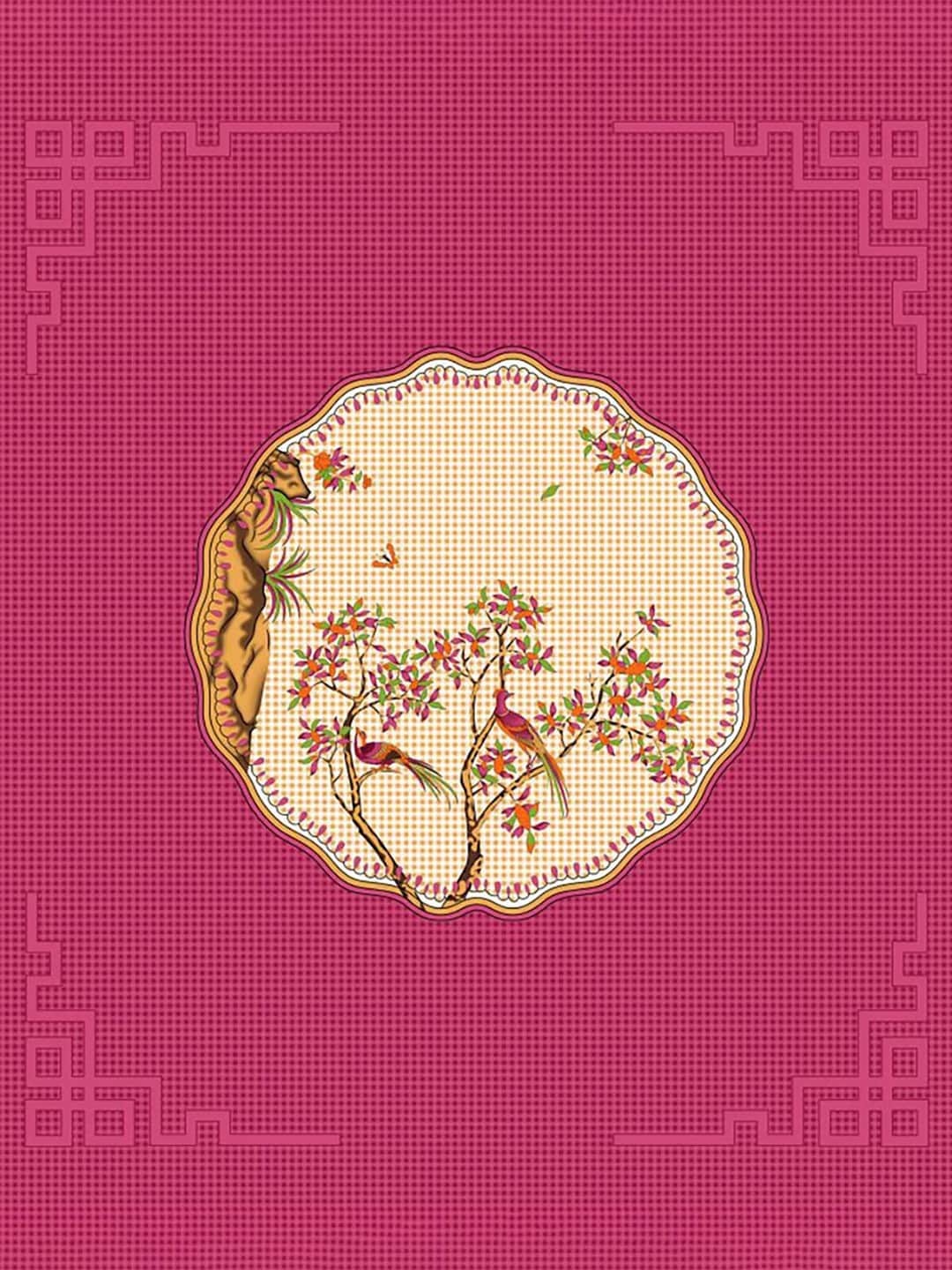 HOMETALES Pink & Beige Ethnic Motifs Cotton 104 TC King Bedsheet with 2 Pillow Covers | Grocsy