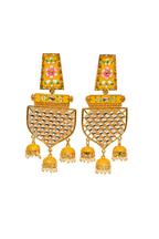 Yellow Traditional Gold-Polished Meenakari Jhumka Jhumki Earrings Indian Jewellery For Women Girls By House of Ree - Swadesiicart