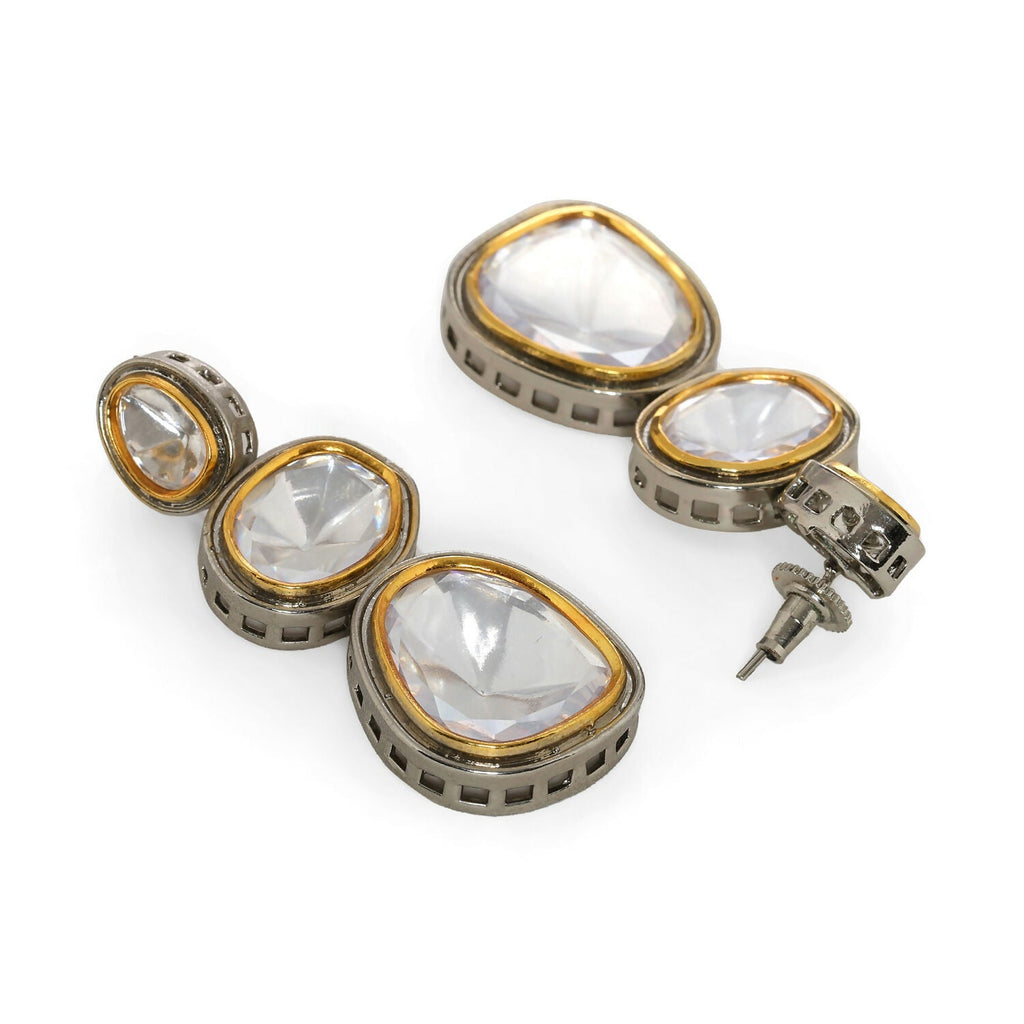 Kundan Earrings (Silver) - Ruby Raang | Grocsy