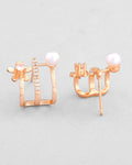 VOJ Gold-Polished Crystal Studded Stud Earrings
