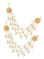 Ruby Raang Gold Kundan and Pearl Chain (set of 2) | Grocsy