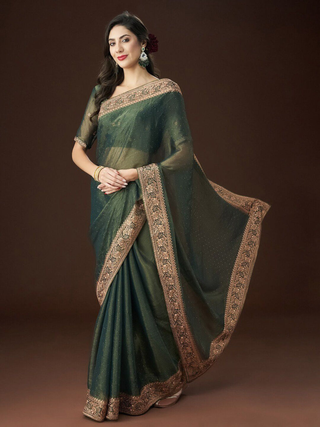 kasee Zari Embroidered Saree | Grocsy