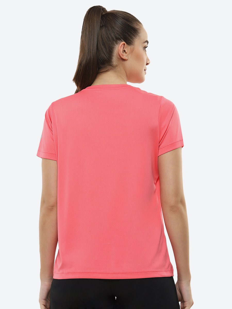 ASICS Women Pink Brand Logo Printed BIG GRAPHIC SS Round Neck Sports Running T-shirt | Grocsy