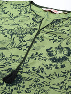 All About You Women Green Ethnic Motifs Printed Kurta with Trousers | Grocsy