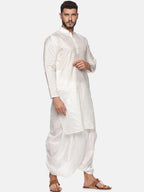 Sethukrishna Men White Solid Kurta with Dhoti Pants | Grocsy
